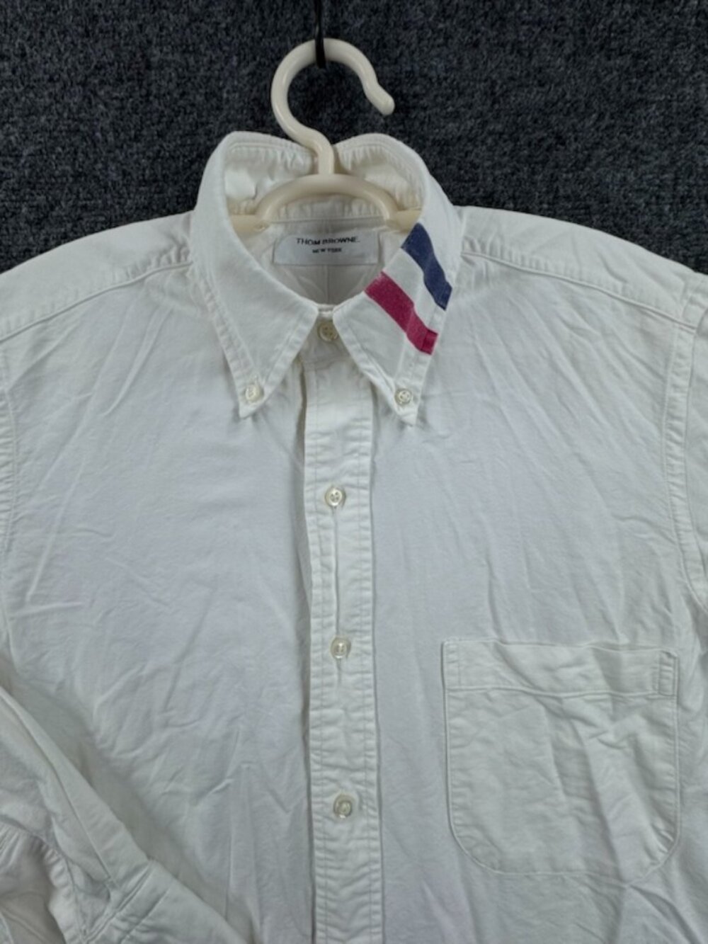 Thom Browne 1 Cotton USA New York Button-Down White Long Sleeve Mens Shirt Adult